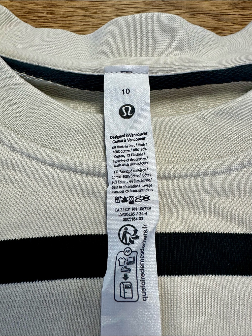 lululemon Perfectly Oversized Cropped Crew Striped Sweatshirt Size 10 - Picture 3 of 5